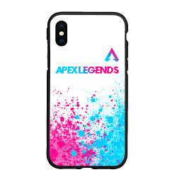 Чехол iPhone XS Max матовый Apex Legends neon gradient style посередине