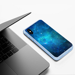 Чехол iPhone XS Max матовый Голубой космос, цвет: 3D-голубой — фото 2