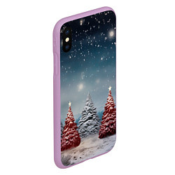 Чехол iPhone XS Max матовый Волшебство зимней природы иней на деревьях, цвет: 3D-сиреневый — фото 2