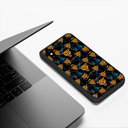 Чехол iPhone XS Max матовый Золотая цепь с леопардами, цвет: 3D-черный — фото 2