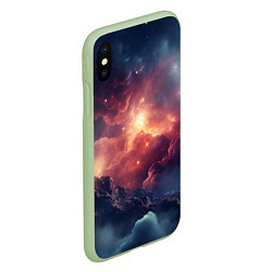 Чехол iPhone XS Max матовый Космические облака, цвет: 3D-салатовый — фото 2