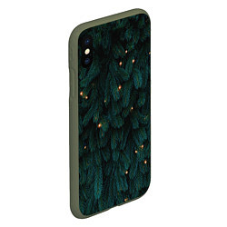 Чехол iPhone XS Max матовый Ёлка и гирлянды, цвет: 3D-темно-зеленый — фото 2