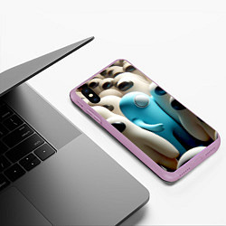Чехол iPhone XS Max матовый Among us - ai art - video game, цвет: 3D-сиреневый — фото 2