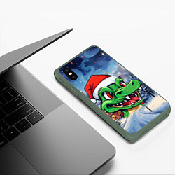 Чехол iPhone XS Max матовый Милый зеленый дракончик 2024, цвет: 3D-темно-зеленый — фото 2