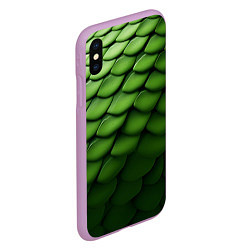 Чехол iPhone XS Max матовый Зеленая чешуя змеи, цвет: 3D-сиреневый — фото 2