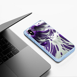 Чехол iPhone XS Max матовый Бело-фиолетовая краска, цвет: 3D-голубой — фото 2