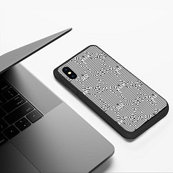 Чехол iPhone XS Max матовый Лабиринт с иероглифами на белом, цвет: 3D-черный — фото 2
