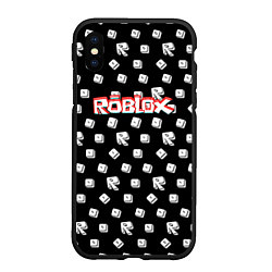 Чехол iPhone XS Max матовый Roblox pattern game, цвет: 3D-черный