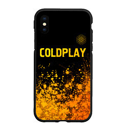 Чехол iPhone XS Max матовый Coldplay - gold gradient посередине