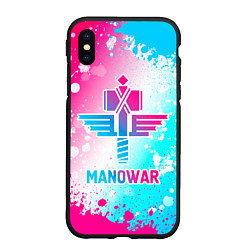 Чехол iPhone XS Max матовый Manowar neon gradient style