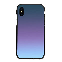 Чехол iPhone XS Max матовый Градиент синий фиолетовый голубой