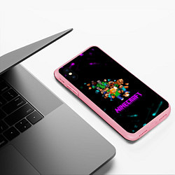 Чехол iPhone XS Max матовый Minecraft neon краски, цвет: 3D-баблгам — фото 2