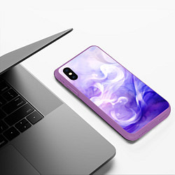 Чехол iPhone XS Max матовый Белые узоры на абстрактном фиолетовом фоне, цвет: 3D-фиолетовый — фото 2