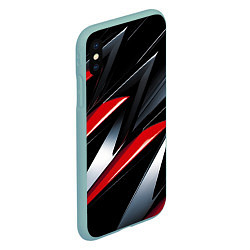 Чехол iPhone XS Max матовый Red black abstract, цвет: 3D-мятный — фото 2