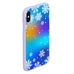 Чехол iPhone XS Max матовый Снегопад на Новый год, цвет: 3D-светло-сиреневый — фото 2