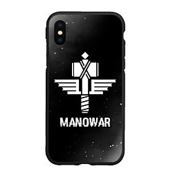 Чехол iPhone XS Max матовый Manowar glitch на темном фоне