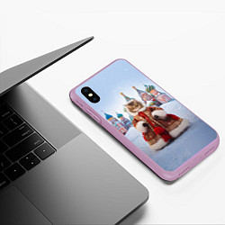 Чехол iPhone XS Max матовый Новогодняя кошечка в пальто, цвет: 3D-сиреневый — фото 2