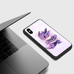 Чехол iPhone XS Max матовый Милый фиолетовый дракон, цвет: 3D-черный — фото 2