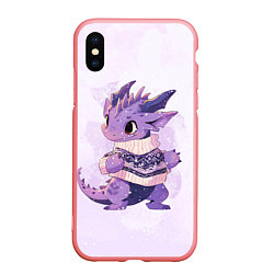 Чехол iPhone XS Max матовый Милый фиолетовый дракон