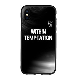 Чехол iPhone XS Max матовый Within Temptation glitch на темном фоне посередине