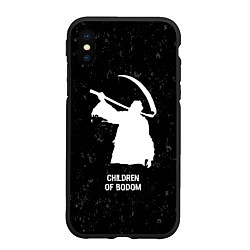 Чехол iPhone XS Max матовый Children of Bodom glitch на темном фоне