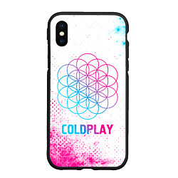 Чехол iPhone XS Max матовый Coldplay neon gradient style