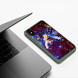 Чехол iPhone XS Max матовый Homer Simpson in space - ai art, цвет: 3D-темно-зеленый — фото 2