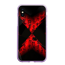 Чехол iPhone XS Max матовый Иероглифы и текстуры