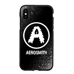 Чехол iPhone XS Max матовый Aerosmith glitch на темном фоне