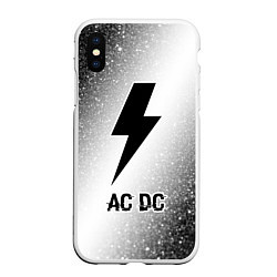 Чехол iPhone XS Max матовый AC DC glitch на светлом фоне, цвет: 3D-белый