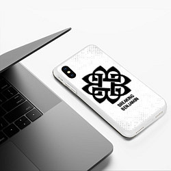 Чехол iPhone XS Max матовый Breaking Benjamin glitch на светлом фоне, цвет: 3D-белый — фото 2