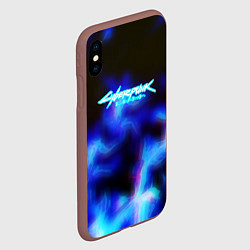 Чехол iPhone XS Max матовый Cyberpunk 2077 fire, цвет: 3D-коричневый — фото 2