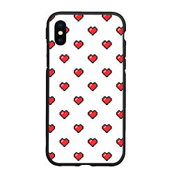 Чехол iPhone XS Max матовый Пиксельные сердца