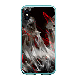 Чехол iPhone XS Max матовый Дым и красные узоры, цвет: 3D-мятный