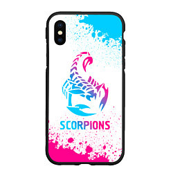 Чехол iPhone XS Max матовый Scorpions neon gradient style