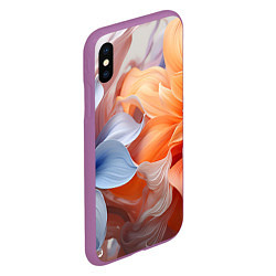 Чехол iPhone XS Max матовый Голубой и оранжевый цветок, цвет: 3D-фиолетовый — фото 2