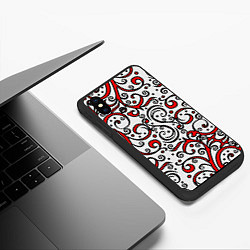 Чехол iPhone XS Max матовый Красный кружевной узор, цвет: 3D-черный — фото 2
