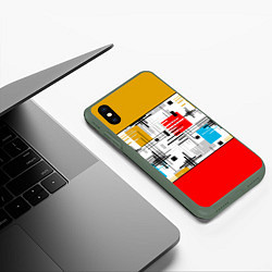 Чехол iPhone XS Max матовый Узор красного горчичного цвета, цвет: 3D-темно-зеленый — фото 2