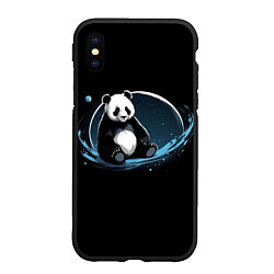 Чехол iPhone XS Max матовый Панда сидит, цвет: 3D-черный
