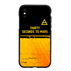 Чехол iPhone XS Max матовый Thirty Seconds to Mars - gold gradient посередине