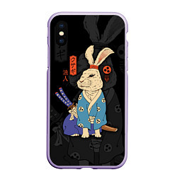 Чехол iPhone XS Max матовый Заяц японский самурай