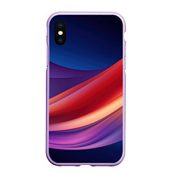 Чехол iPhone XS Max матовый Абстрактные синие волны, цвет: 3D-сиреневый