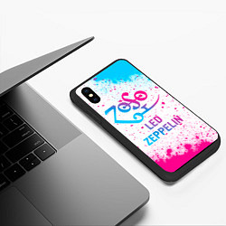 Чехол iPhone XS Max матовый Led Zeppelin neon gradient style, цвет: 3D-черный — фото 2