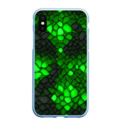 Чехол iPhone XS Max матовый Зелёный трескающийся камень