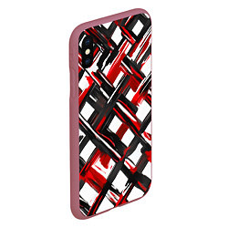 Чехол iPhone XS Max матовый Красные и чёрные мазки, цвет: 3D-малиновый — фото 2