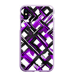 Чехол iPhone XS Max матовый Фиолетовые и чёрные мазки