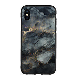 Чехол iPhone XS Max матовый Темно-серый мрамор, цвет: 3D-черный