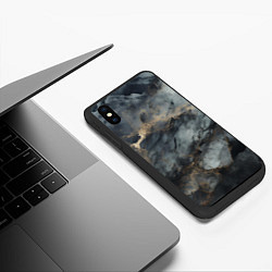 Чехол iPhone XS Max матовый Темно-серый мрамор, цвет: 3D-черный — фото 2
