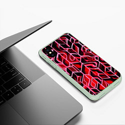 Чехол iPhone XS Max матовый Красный узор, цвет: 3D-салатовый — фото 2