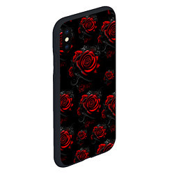 Чехол iPhone XS Max матовый Красные розы цветы, цвет: 3D-черный — фото 2